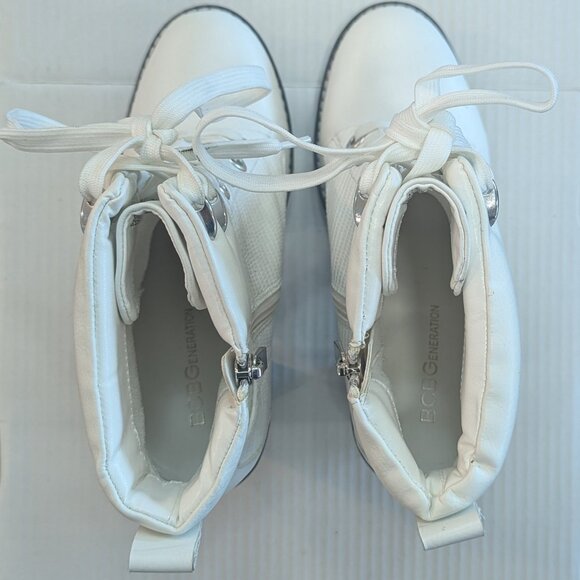 Winter White, heeled, feminine, rubber, lug-sole boots - Size US8 / EU38.5 - Picture 6 of 7